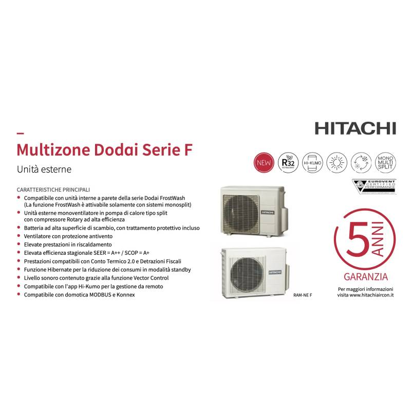 Climatizzatore Hitachi Dodai Frostwash Dual Split Btu
