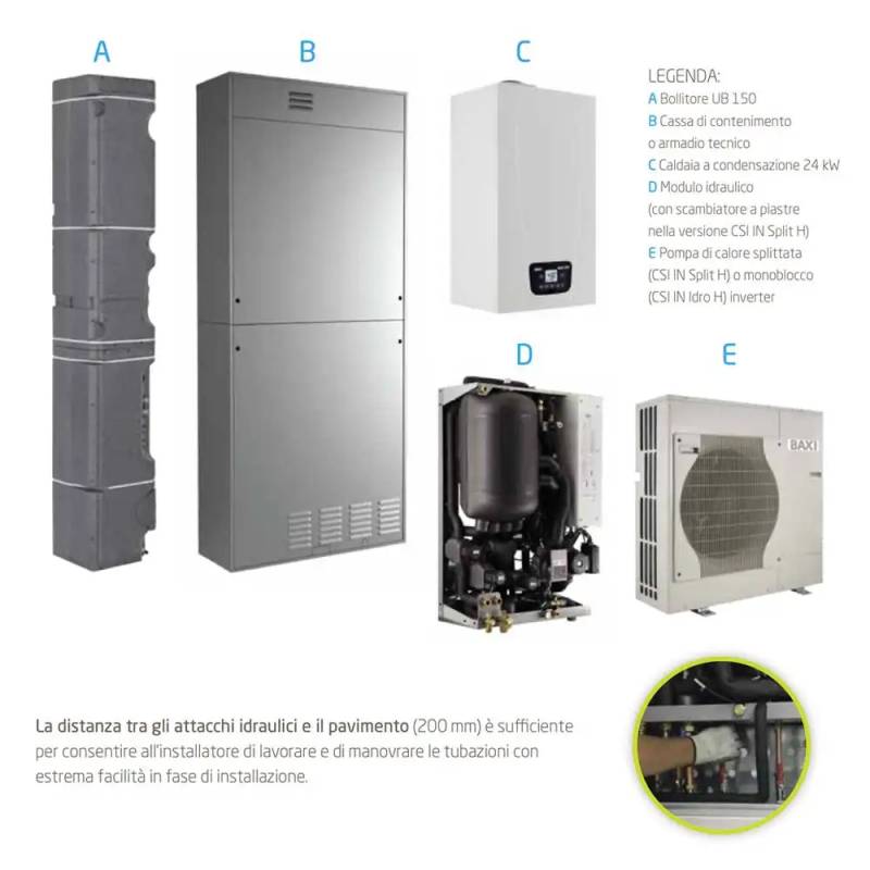 Sistema Ibrido Baxi Csi In Split H Wi Fi Pompa Di Calore E Caldaia Con Wi Fi