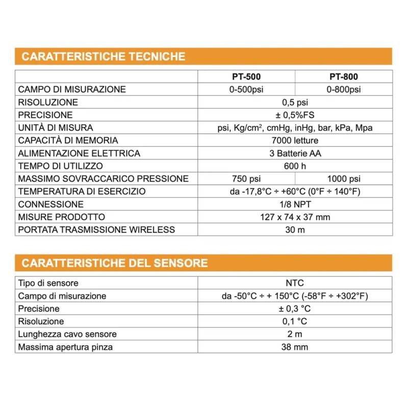 Manometro digitale wireless con pinza in valigetta Tecnosystemi