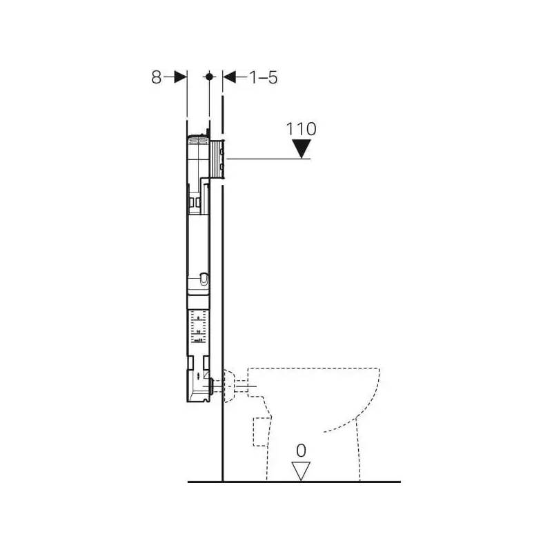 GEBERIT CASSETTA SCARICO INCASSO WC UNICA+ PLACCA SIGMA 01 BIANCA E CANOTTO