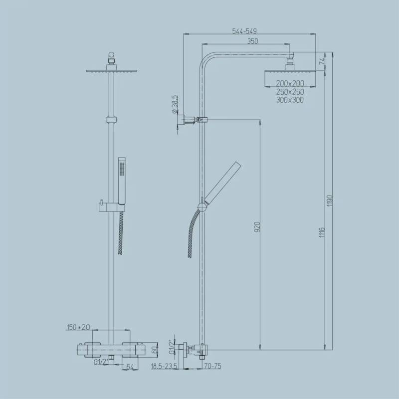 Colonna doccia Jacuzzi Glint con soffione ultrapiatto e miscelatore  termostatico