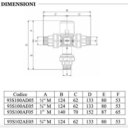 Miscelatore termostatico Icma per impianti solari da 1/2 pollice filettato  maschio 93S100AD05