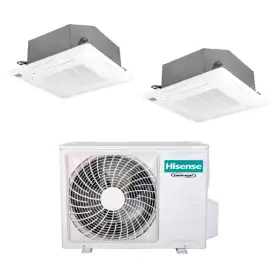 Climatizzatore con inverter a cassetta 4 Vie Hisense dual split 18000+18000 Btu in A++ con R32 4MW105U4RAA