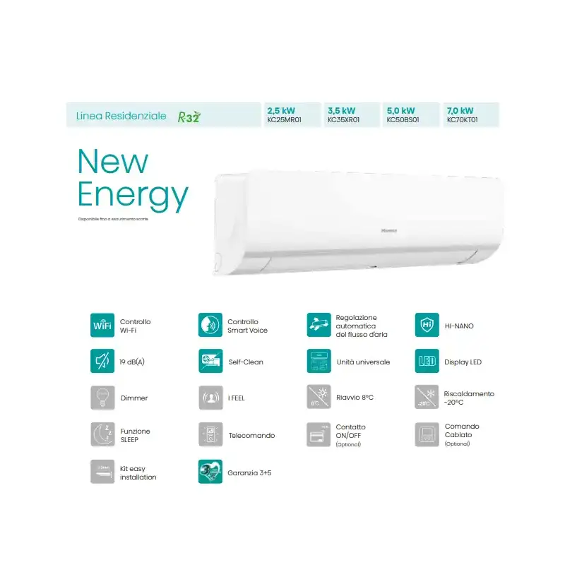 Climatizzatore New Energy Hisense dual split 9000+9000 btu inverter con  wifi 2AMW42U4RGC in A++