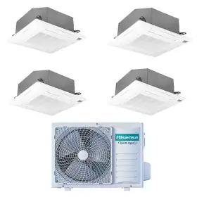 Condizionatore con inverter a cassetta 4 Vie Hisense quadri split 9000+9000+9000+9000 Btu in A++ con R32 4AMW81U4RJC