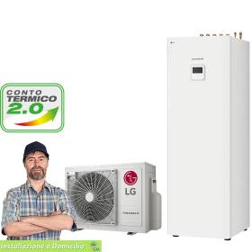 Pompa di calore Lg Therma V Split Combi Unit con accumulo ACS 200 lt integrato R32 A+++ da 9 Kw Servizio chiavi in mano